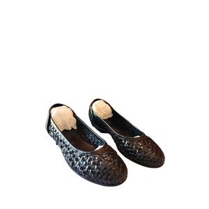 Sesti Meucci Women's 6 M Black Leather Woven Low Heel Pumps